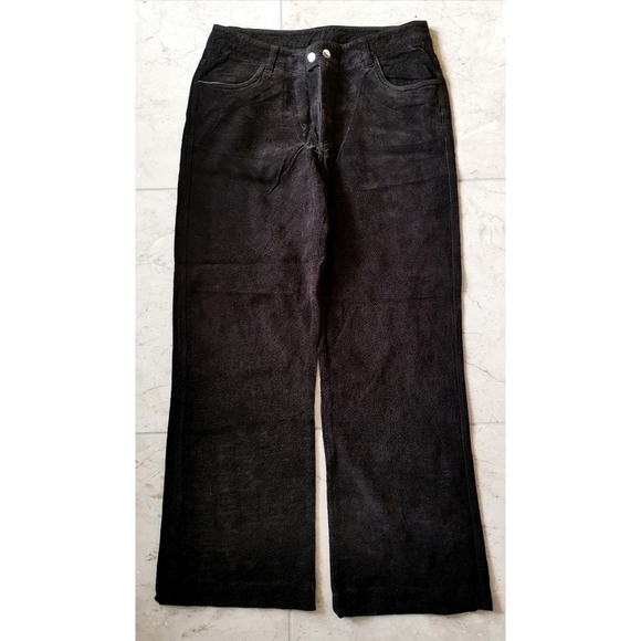 Point Zero Faux Suede Straight Leg Pants Brown - Picture 1 of 7